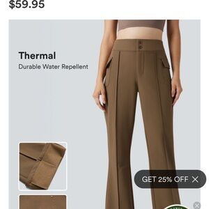 HALARA Brown Thermal Water Repellent Flare Pants